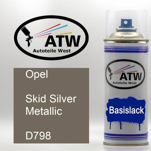 Opel, Skid Silver Metallic, D798: 400ml Sprühdose, von ATW Autoteile West.